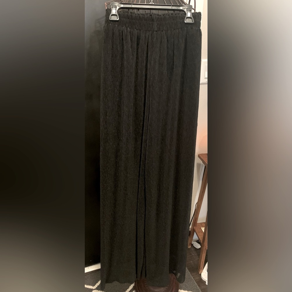 Black w/ silver sparkles wide leg pants